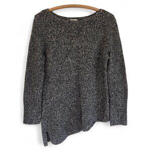 Pure Jill Womens Black & White Knit Asymmetrical Hem Sweater Small